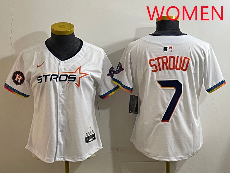 Women Houston Astros #7 Stroud White Fourth generation Joint Name Nike 2025 MLB Jersey style 9->women mlb jersey->Women Jersey